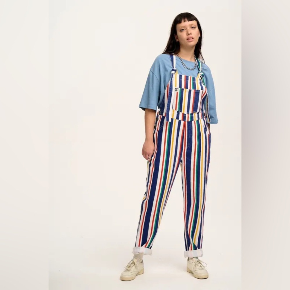 Reuben Dungaree: ORGANIC TWILL - Brighton Stripe / UK 14 ALTERED LENGTH